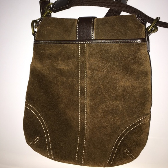 Coach 116 Brown Suede Crossbody Messenger Bag - Picture 5 of 8